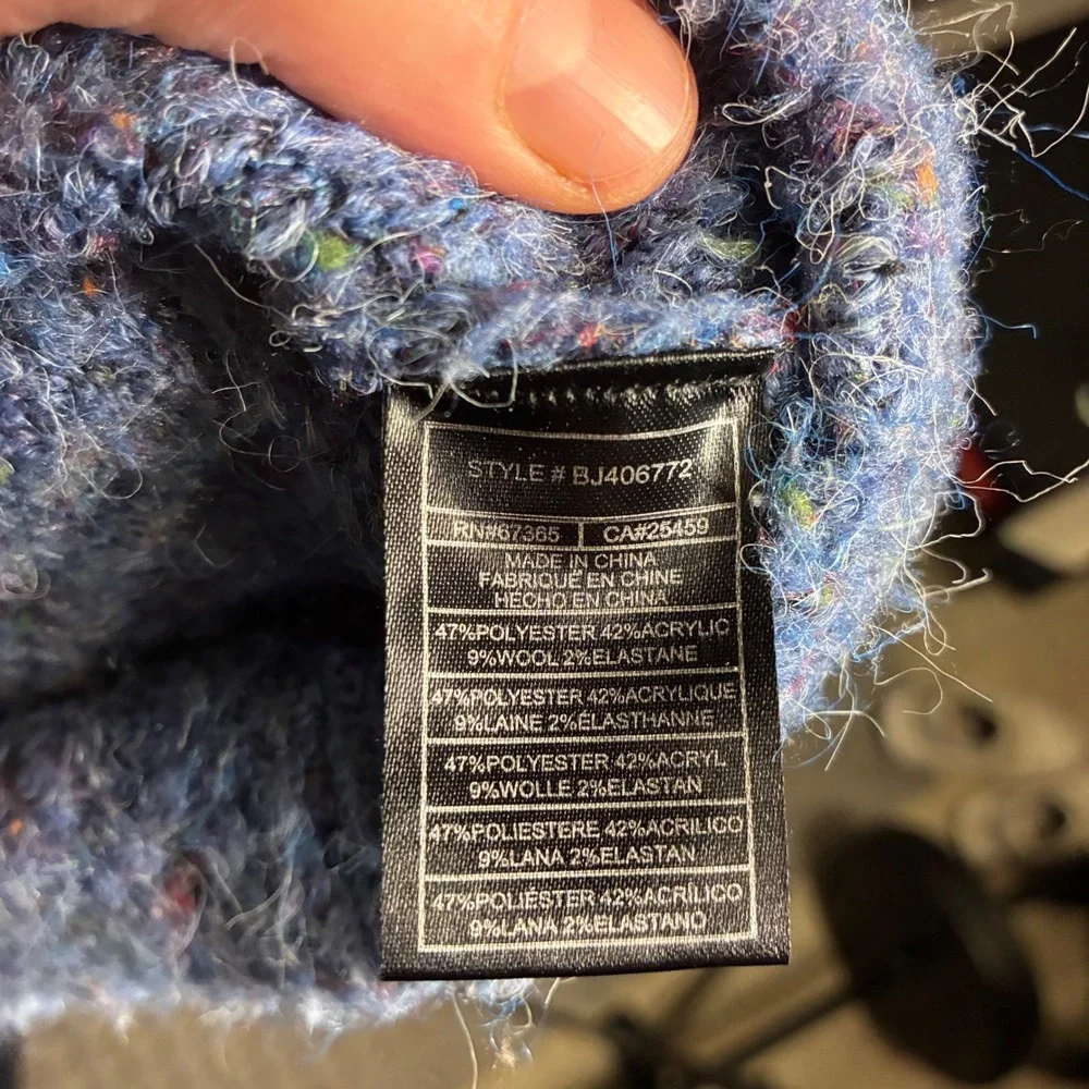BB DAKOTA Blue Multi‎ Color Fleck Fuzzy Knit Crew Neck Sweater XS